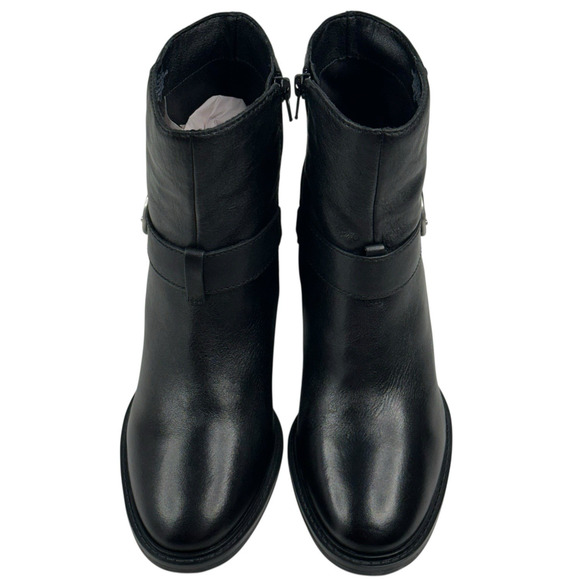 Lucky Brand Achelle Buckled Black Leather Moto Booties Womens Size 9.5M New - Picture 2 of 13